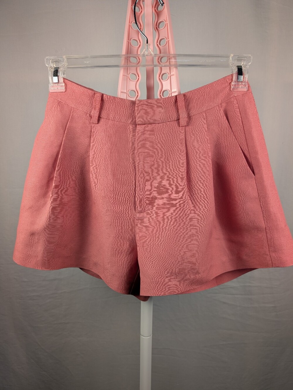 PAIGE Coral Pink Linen Blend Pleated Tailored Shorts Size 2